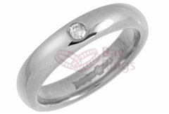 18ct White Gold 0.05ct Brilliant Cut Diamond Wedding Rings | 5 mm 18ct White Gold Medium Polished   0.05ct Solitare Brilliant Cut Diamond Wedding Ring